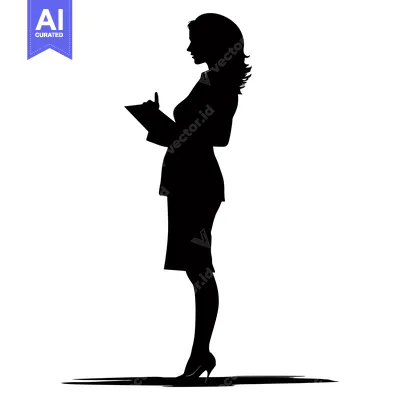Popular premium asset: Silhouette of a Woman in a Suit Holding a File