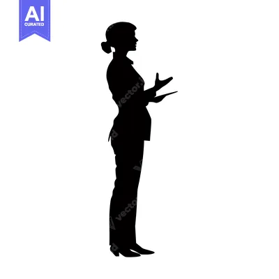 Silhouette of a Woman Gesturing with Both Hands