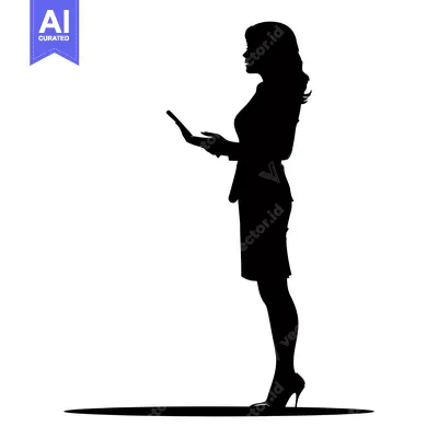 Aset premium populer: Silhouette of a Businesswoman Holding a Tablet in a Professional Pose