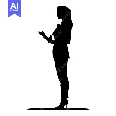 Aset desain premium: Silhouette of a Woman Speaking with a Microphone