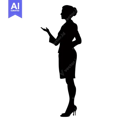 Silhouette of a Woman in a Suit Gesturing with Her Hand