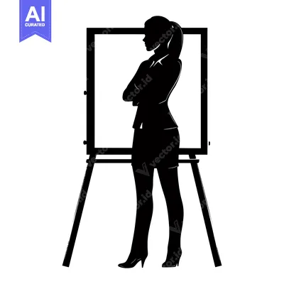 Aset premium populer: Silhouette of a Woman Standing in Front of a Blank Canvas
