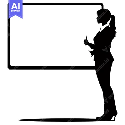 Silhouette of a Woman Presenting on a Whiteboard