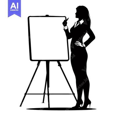 Aset premium populer: Silhouette of a Businesswoman Presenting on a Whiteboard
