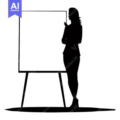Popular premium asset: Silhouette of a Woman Standing by an Easel with a Blank Canvas