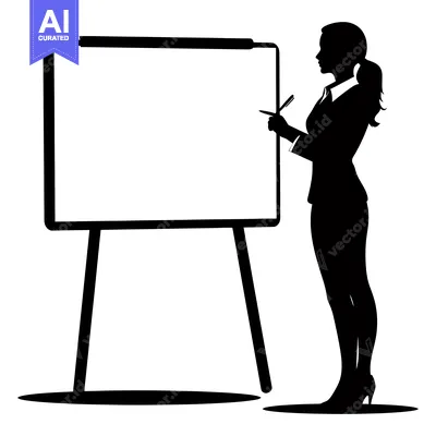 Aset premium populer: Silhouette of a Woman Presenting on a Whiteboard