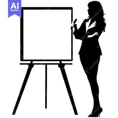 Aset premium populer: Silhouette of a Woman Presenting on a Whiteboard