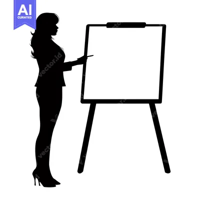 Popular premium asset: Silhouette of a woman presenting on a whiteboard