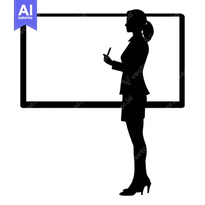 Popular premium asset: Silhouette of a Woman Presenting in Front of a Whiteboard