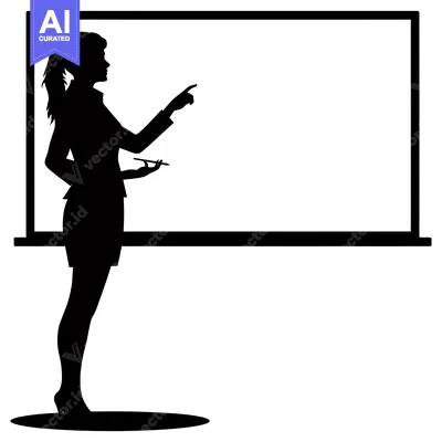 Premium design asset: Silhouette of a Woman Presenting in Front of a Whiteboard