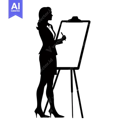 Premium design asset: Silhouette of a Woman Writing on a Flip Chart