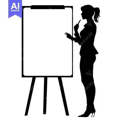 Aset premium populer: Silhouette of a Woman Presenting on a Whiteboard