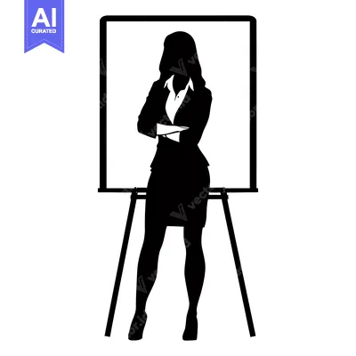 Popular premium asset: Silhouette of a Woman Standing in Front of an Easel