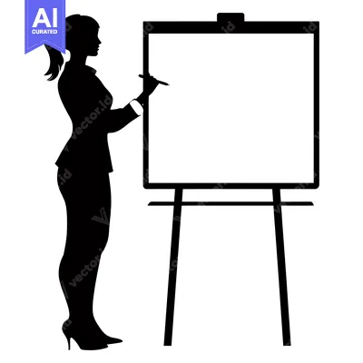 Aset desain premium: Silhouette of a Woman Writing on a Whiteboard