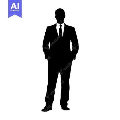 Popular premium asset: Silhouette of a Man in a Suit with Hands in Pockets