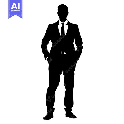 Premium design asset: Silhouette of a man in a suit with his hands in his pockets