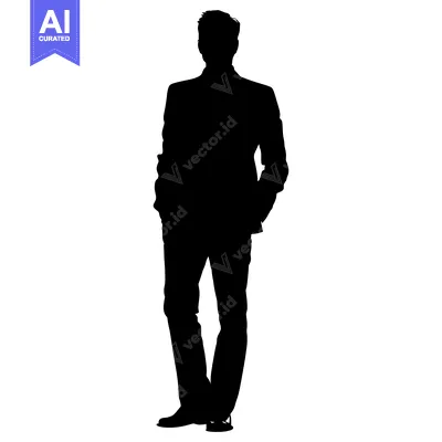 Aset desain premium: Silhouette of a Man Standing with Hands in Pockets