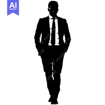Aset premium populer: Silhouette of a Man in a Suit Walking Forward