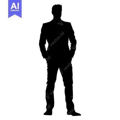 Aset premium populer: Silhouette of a Man in a Suit Standing with Hands in Pockets