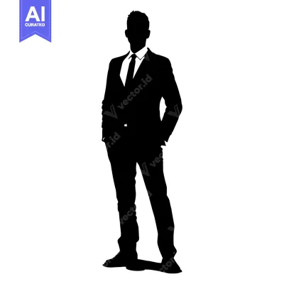 Aset desain premium: Silhouette of a Man in a Suit