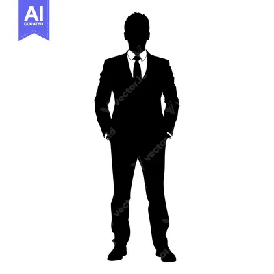 Premium design asset: Silhouette of a Man in a Suit with Hands in Pockets