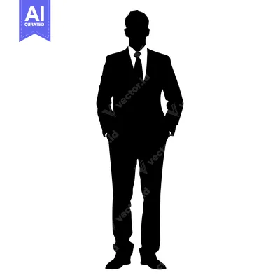 Popular premium asset: Silhouette of a Man in a Suit with Hands in Pockets
