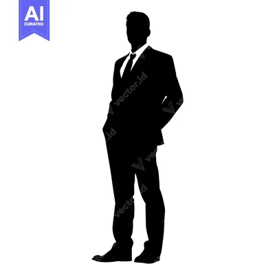 Premium design asset: Silhouette of a man in a suit with hands in pockets