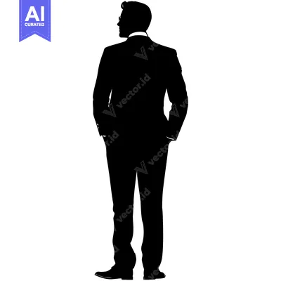 Aset premium populer: Silhouette of a Man in a Suit Standing with Hands in Pockets