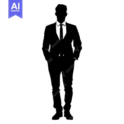 Popular premium asset: Silhouette of a Man in a Suit with Hands in Pockets