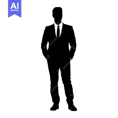 Aset premium populer: Silhouette of a Man in a Suit with His Hands in His Pockets
