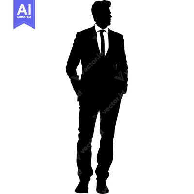 Premium design asset: Silhouette of a man in a suit standing with hands in his pockets