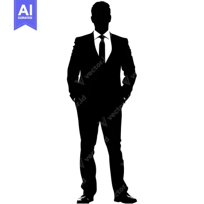 Popular premium asset: Silhouette of a Man in a Suit with Hands in Pockets
