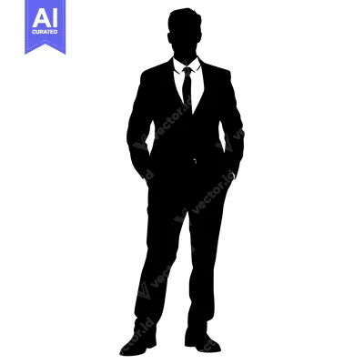 Aset premium populer: Silhouette of a Man in a Suit with Hands in Pockets