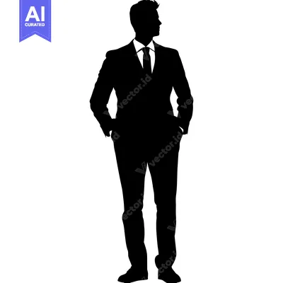 Premium design asset: Silhouette of a Man in a Suit with Hands in Pockets