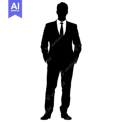 Premium design asset: Silhouette of a Man in a Suit Standing with His Hands in His Pockets