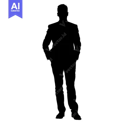 Aset premium populer: Silhouette of a Man in a Suit Standing with Hands in Pockets