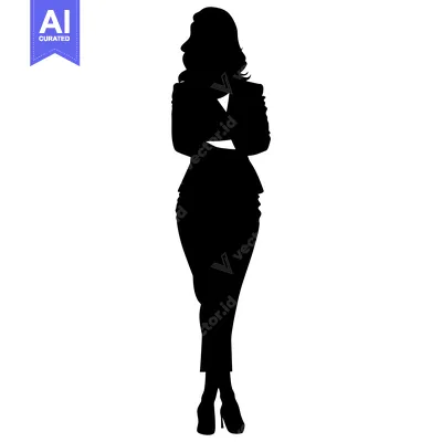 Aset premium populer: Silhouette of a Woman in a Suit with Arms Crossed