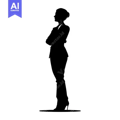 Premium design asset: Silhouette of a woman in a suit with arms crossed
