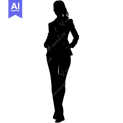 Aset premium populer: Silhouette of a Woman in a Suit Standing with Hands on Hips