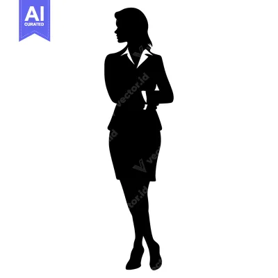 Aset premium populer: Silhouette of a Woman in Business Attire with Hands Folded