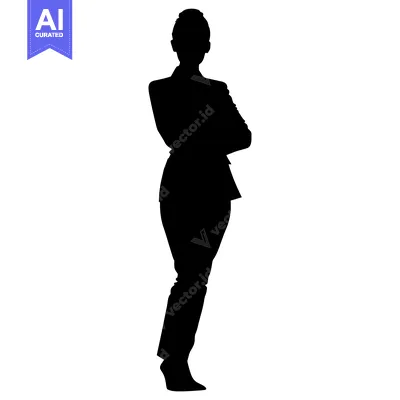 Aset premium populer: Silhouette of a woman with arms crossed and a bun in her hair