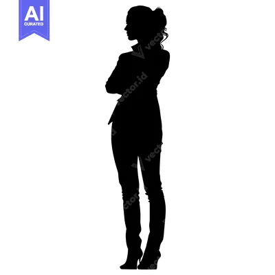 Premium design asset: Silhouette of a Woman Standing with Arms Crossed