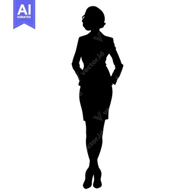 Popular premium asset: Silhouette of a Woman Standing with Hands in Pockets