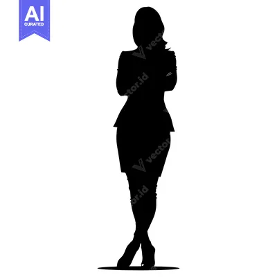 Aset premium populer: Silhouette of a Woman Standing with Arms Crossed