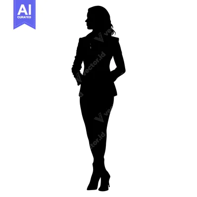 Aset desain premium: Silhouette of a Woman in a Suit and Heels