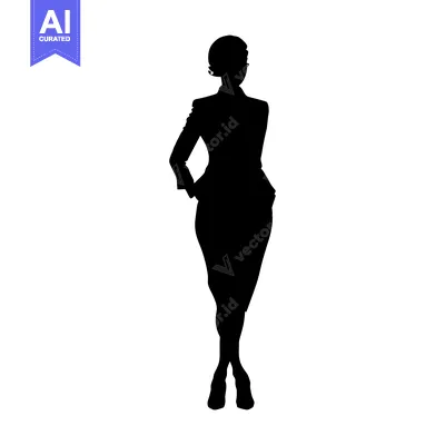 Aset premium populer: Silhouette of a Woman in a Suit with Her Hand in Her Pocket