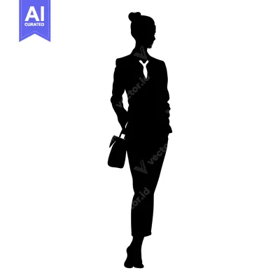 Aset desain premium: Silhouette of a woman in a suit with a handbag