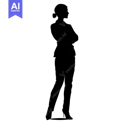 Popular premium asset: Silhouette of a Woman Standing with Arms Crossed