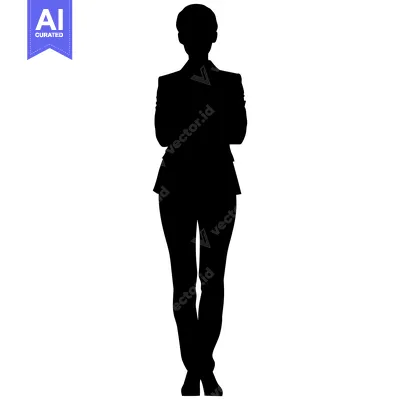 Popular premium asset: Silhouette of a Woman in a Suit with Arms Crossed