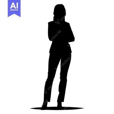 Aset desain premium: Silhouette of a Woman with Crossed Arms